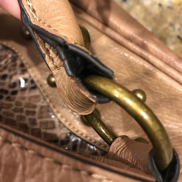 Jessica Simpson Tan Black Snake Studded Hobo Purse - Picture 7 of 8